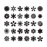 Cute black assorted asterisks and star sign and symbol icons set design elements on white background