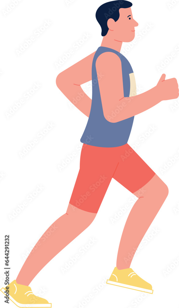 Man in sportswear running. Active character. Jogging person