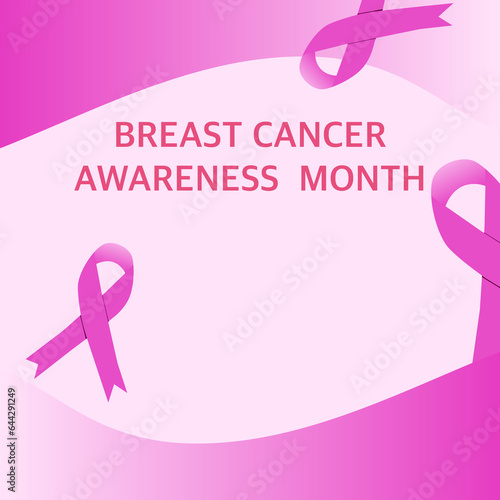 Breast cancer awareness ribbon background. October is month of breast cancer awareness in the world. Pink ribbon. illustration
