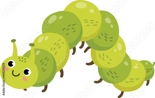 Smiling catterpillar character. Cartoon insect cheerful mascot