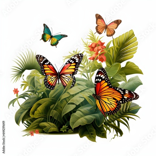 Botanical jungle illustration on white background © Sigit