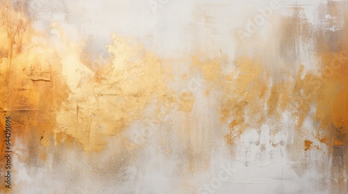 Art modern oil and acrylic smear blot canvas painting wall. Abstract texture gold, bronze, beige and white color stain brushstroke texture background