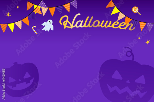 ハロウィンのイラストフレーム(パープル)