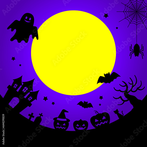 ハロウィンのイラストフレーム(パープル)