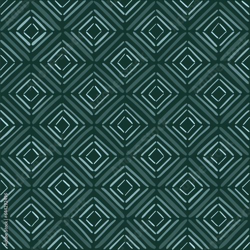 hand drawn diagonal squares. folk decorative art. green geometric repetitive background. vector seamless pattern. fabric swatch. wrapping paper. continuous design template for linen  home decor  cloth