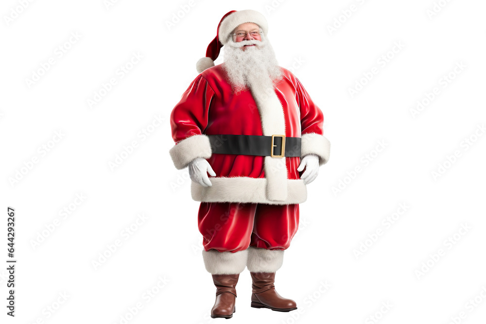3d rendered santa claus hyper-realistic, isolated on a white background PNG - obrazy, fototapety, plakaty 