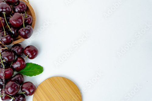 red sweet cherry isolated on white background