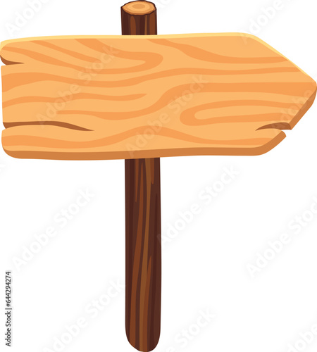 Wooden arrow signpost. Rural direction pointer template