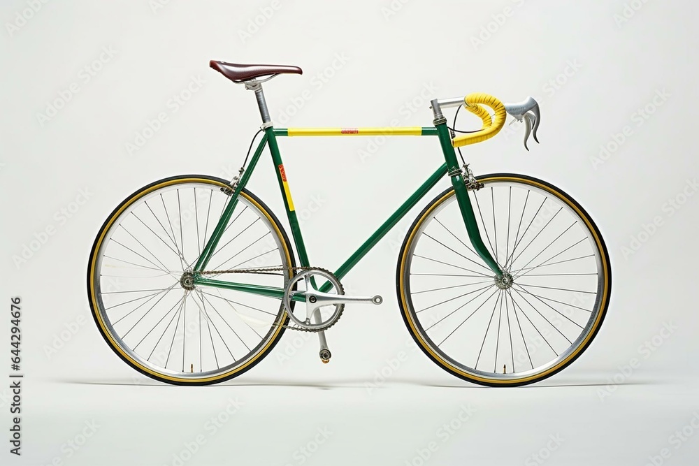 Isolated fixed-gear racing bike from the vintage 70s. Generative AI