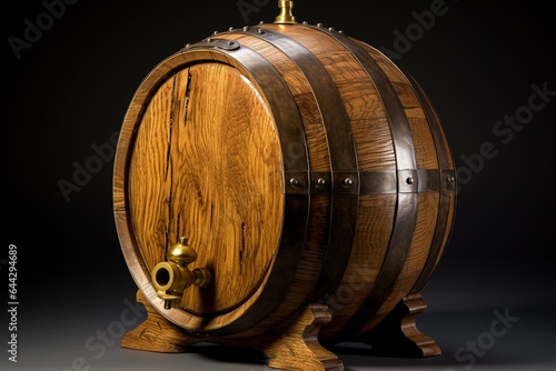 Golden oak barrel. Generative AI