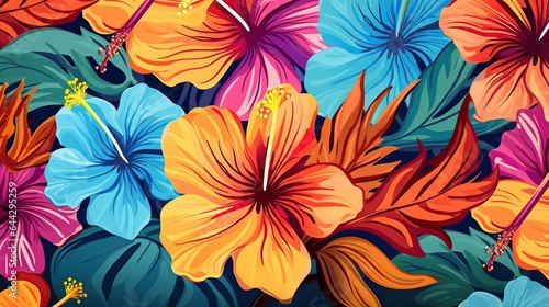 the beauty of nature with a colorful hibiscus patternn photo