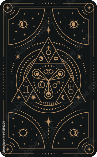 Magic tarot design. Witch ritual card template