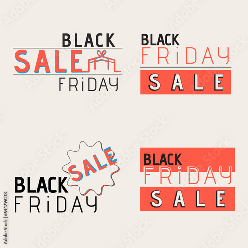 BLACK FRIDAY SALE TYPOGRAPHY SET. BLACK FRIDAY SALE LABELS SET