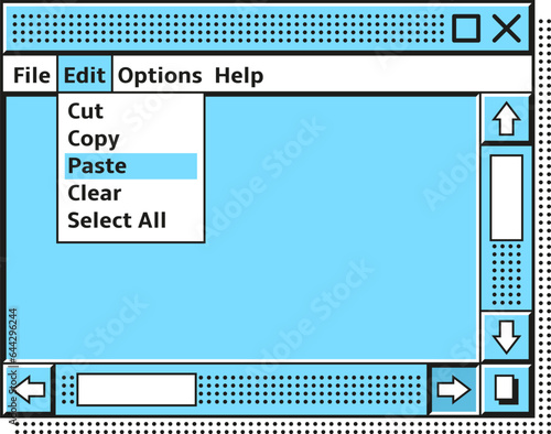 Retro os window. Old pc interface template