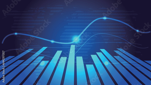 Bar chart and K-line Fintech conceptual background
