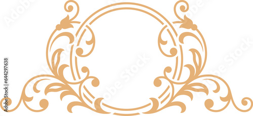 Flourish golden monogram circle frame. Vintage border