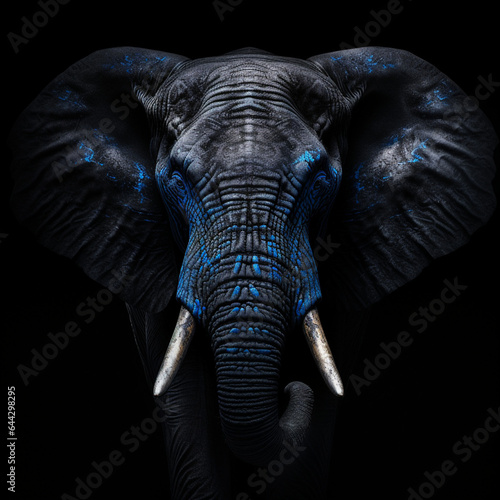 BLACK_ELEPHANT_WITH_BLUE_EYES_BLACK_BACKGROUND