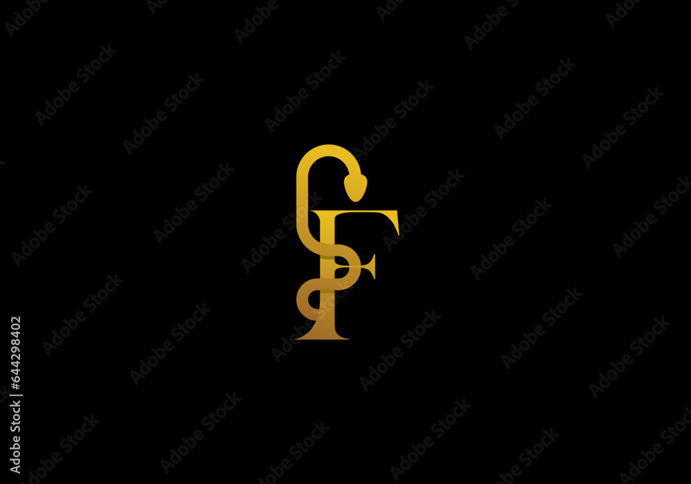Logo Medical Snake and Letter F Gold, elegant modern and minimalist, editable color Logo Medical Snake and Letter F Gold, elegant modern and minimalist, editable color