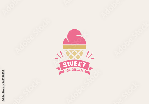 Logo Sweet Ice Cream, Logo Ice Cream, fun, fresh and friendly, editable color