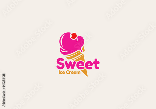 Logo Sweet Ice Cream, Logo Ice Cream, fun, fresh and friendly, editable color