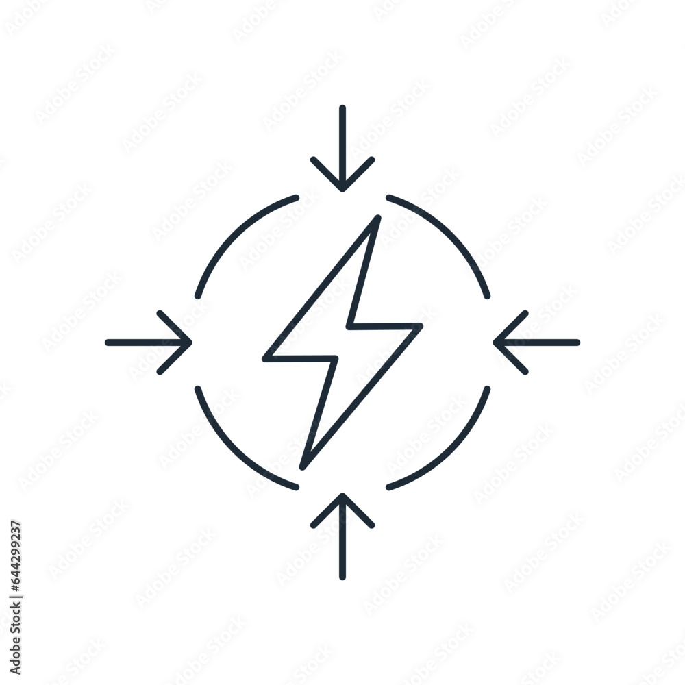 Energy concentration. Vector linear icon isolated on white background. Energy concentration. Vector linear icon isolated on white background.