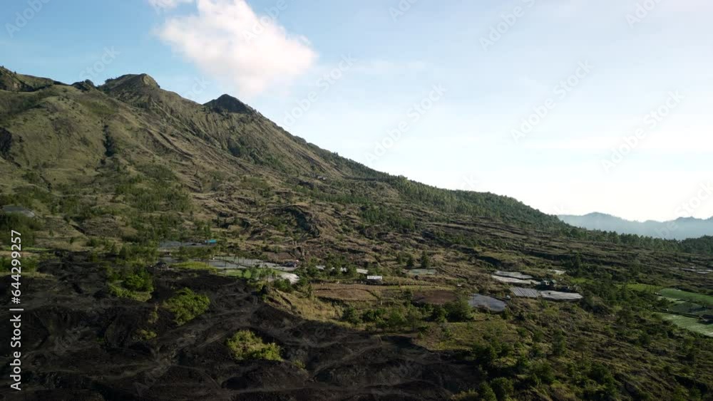 Mount Batur Crater and black Lava From Above in Bali Indonesia Mount Batur Crater and black Lava From Above in Bali Indonesia