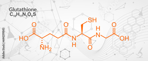 Glutathione or reduced glutathione, GSH endogenous antioxidant molecule. Skeletal formula.