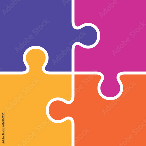 Four jigsaw pieces connected together. Perfect match