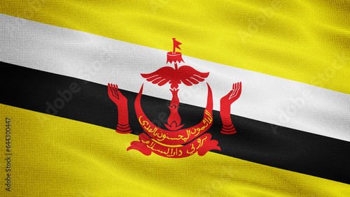 Waving Fabric Texture Of Brunei Darussalam National Flag Graphic Background photo