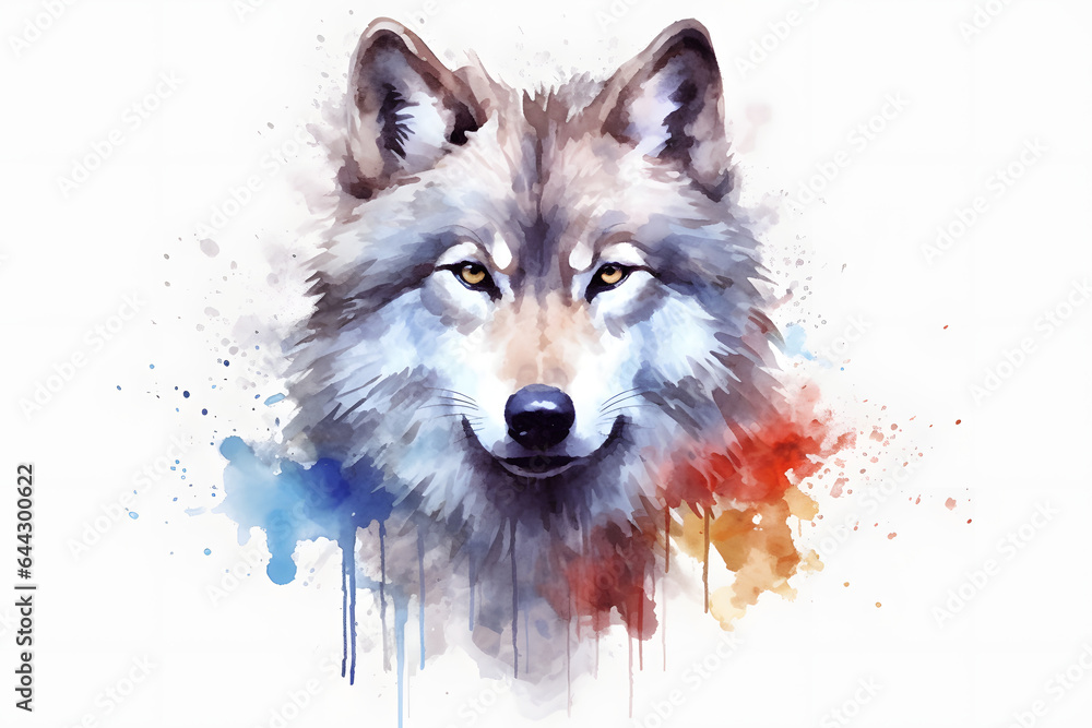 wolf in watercolor style Made with Generative AI wolf in watercolor style Made with Generative AI