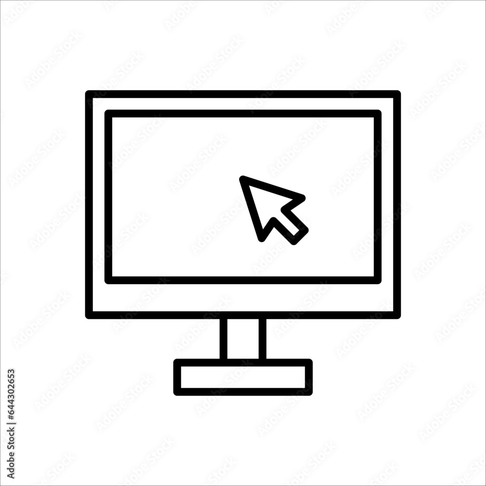 Laptop with pointer or cursor icon on white background. Display with clicking mouse, EPS 10 Laptop with pointer or cursor icon on white background. Display with clicking mouse, EPS 10