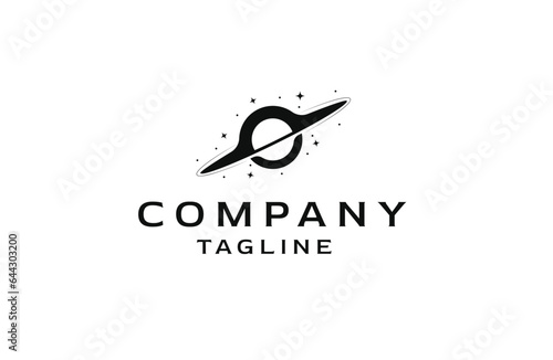 Outer space planet orbit logo icon design template flat vector