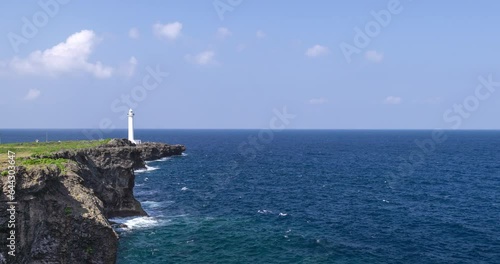 Cape Zanpa and Zampamisaki lighthouse in Okinawa Japan.