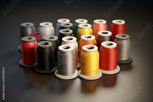 A variety of thread spools in different colors for 3D printing. Generative AI