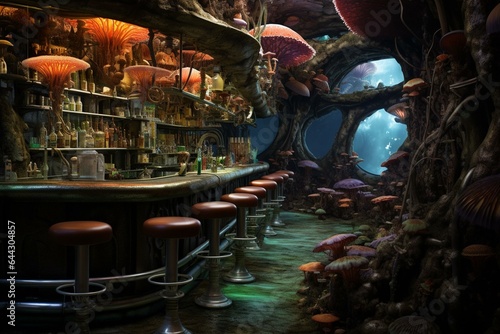A surreal bar in an otherworldly realm. Generative AI