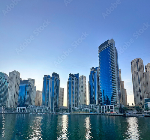 Dubai Marina in Dubai, UAE. View of the skyscrapers and the canal. © Liubov