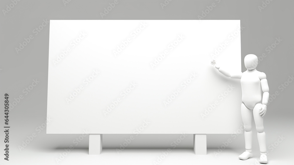 3d man holding a white board, For inserting text, images, used in making announcements, signs, advertising media, background banner. 3d man holding a white board, For inserting text, images, used in making announcements, signs, advertising media, background banner.