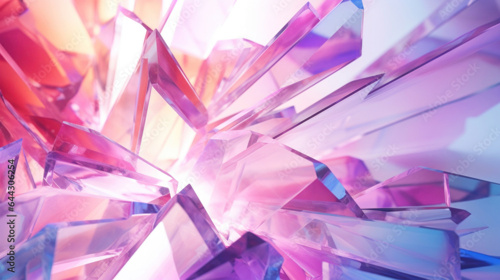 Glass crystals through which colorful sunlight Glass crystals through which colorful sunlight