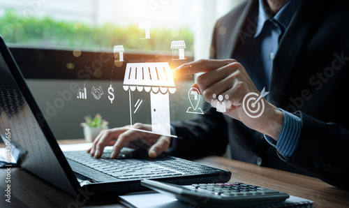 Tableau sur toile Franchise business concept, franchise network business marketing plan for branch growth and expansion