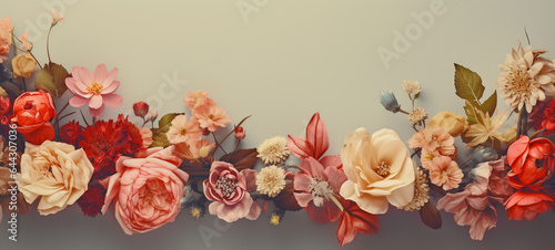 Vintage old flowers Retro flower bouquet on the background. For making a floral festival card.