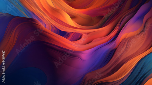 水や炎のように流れるオレンジ、青、紫の色彩 No.015 Orange, Blue, and Purple Colors Flowing like Water or Fire on a Background Generative AI