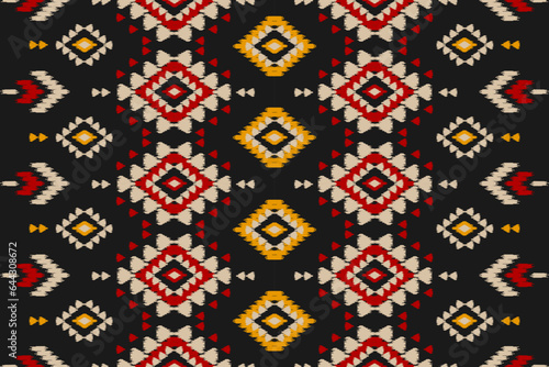 Carpet ethnic ikat pattern art. Geometric ethnic ikat seamless pattern in tribal. Mexican style. Design for background, wallpaper, illustration, fabric, clothing, carpet, textile, batik, embroidery.