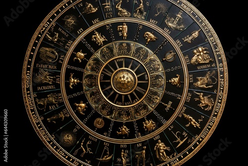 An artistic representation of the zodiac wheel. Generative AI