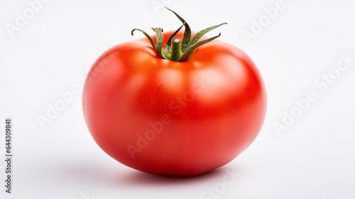 One fresh, Tomato in the center against a pure white background.
