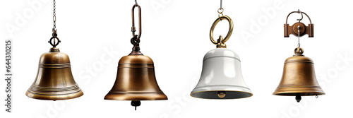 School bell, transparent background, isolated image, generative AI 