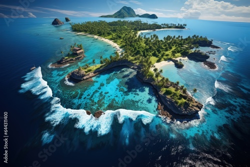 Aerial view of tropical green islands. Holiday dream. Paradise photo