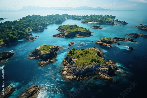 Aerial view of tropical green islands. Holiday dream. Paradise