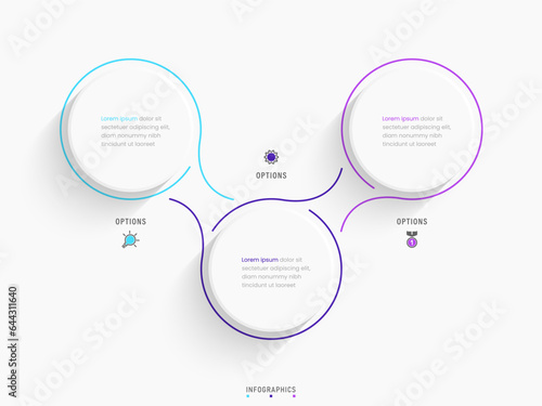 Vector Infographic label design template with icons and 3 options or steps. Can be used for process diagram, presentations, workflow layout, banner, flow chart, info graph.