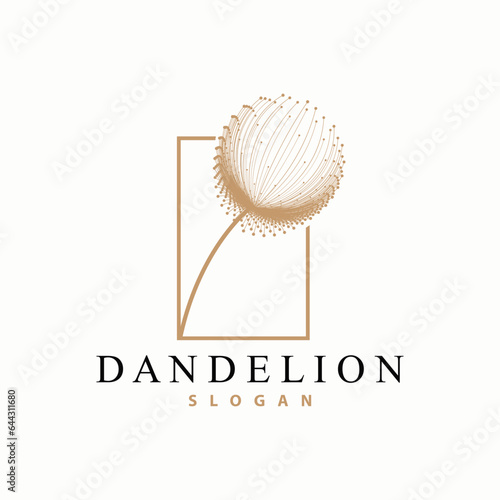 Dandelion Flower Logo Design Simple Vector Minimalist Symbol Template