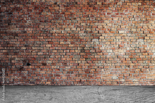 Valokuvatapetti abstract grunge floor with red brick wall pattern texture background